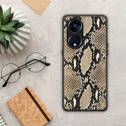Θήκη Oppo Reno8T 5G / A1 Pro Animal Fashion Snake από τη Smartfits με σχέδιο στο πίσω μέρος και μαύρο περίβλημα | Oppo Reno8T 5G / A1 Pro Animal Fashion Snake Case with Colorful Back and Black Bezels