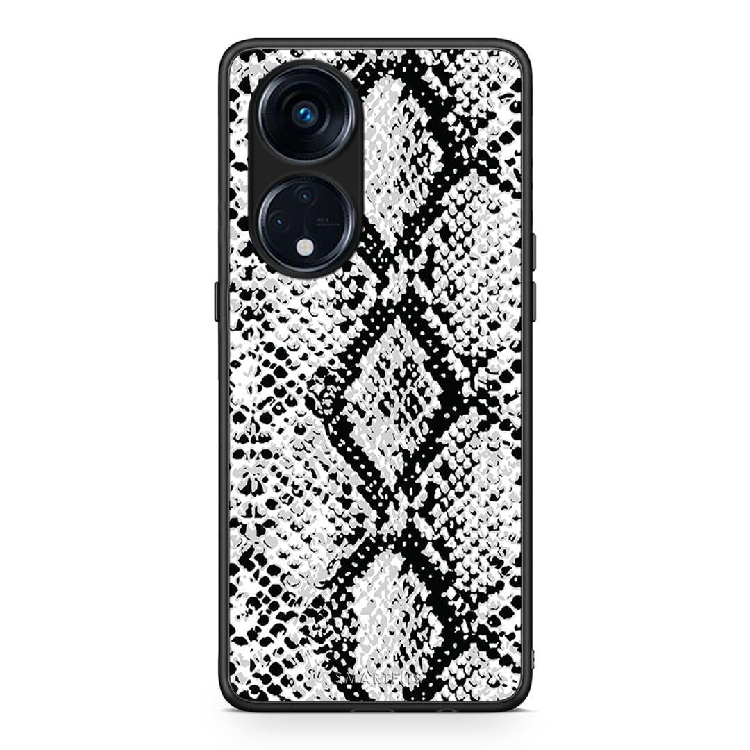 Θήκη Oppo Reno8T 5G / A1 Pro Animal White Snake από τη Smartfits με σχέδιο στο πίσω μέρος και μαύρο περίβλημα | Oppo Reno8T 5G / A1 Pro Animal White Snake Case with Colorful Back and Black Bezels