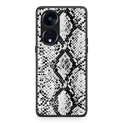 Θήκη Oppo Reno8T 5G / A1 Pro Animal White Snake από τη Smartfits με σχέδιο στο πίσω μέρος και μαύρο περίβλημα | Oppo Reno8T 5G / A1 Pro Animal White Snake Case with Colorful Back and Black Bezels