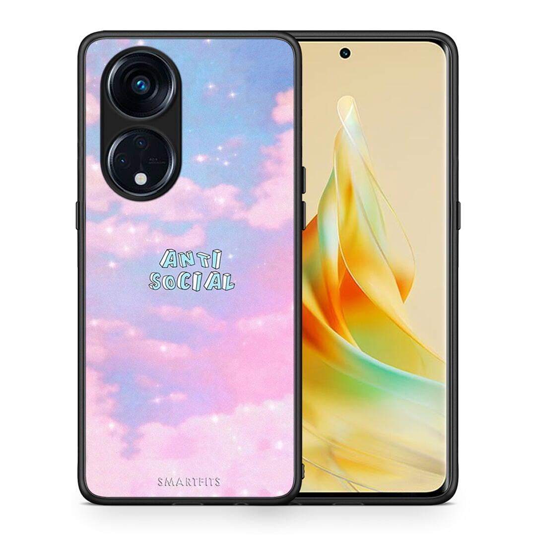 Θήκη Oppo Reno8T 5G / A98 Anti Social από τη Smartfits με σχέδιο στο πίσω μέρος και μαύρο περίβλημα | Oppo Reno8T 5G / A98 Anti Social Case with Colorful Back and Black Bezels