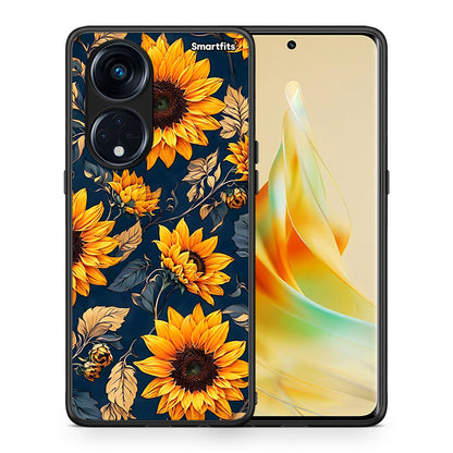 Θήκη Oppo Reno8T 5G / A1 Pro Autumn Sunflowers από τη Smartfits με σχέδιο στο πίσω μέρος και μαύρο περίβλημα | Oppo Reno8T 5G / A1 Pro Autumn Sunflowers Case with Colorful Back and Black Bezels