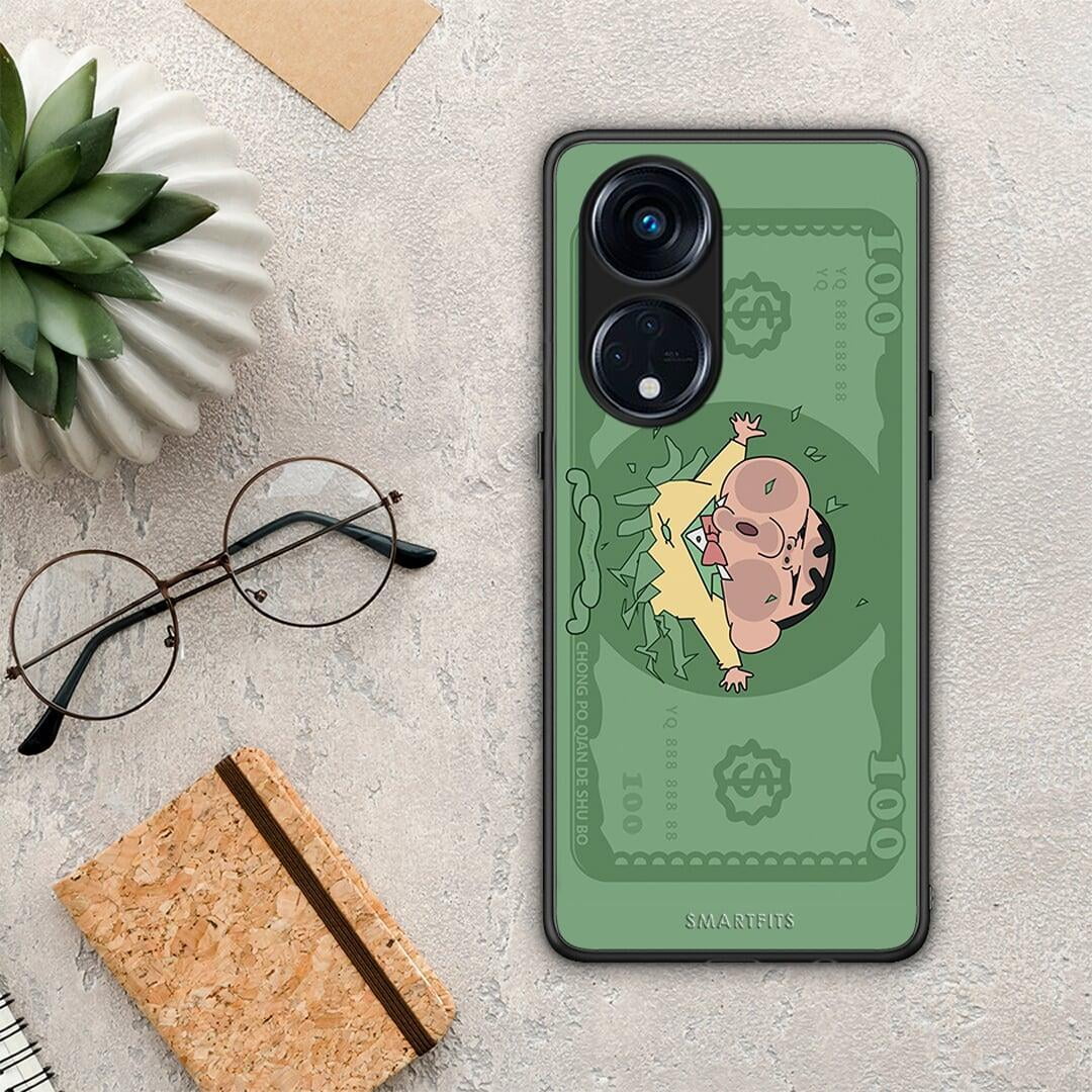 Θήκη Oppo Reno8T 5G / A1 Pro Big Money από τη Smartfits με σχέδιο στο πίσω μέρος και μαύρο περίβλημα | Oppo Reno8T 5G / A1 Pro Big Money Case with Colorful Back and Black Bezels
