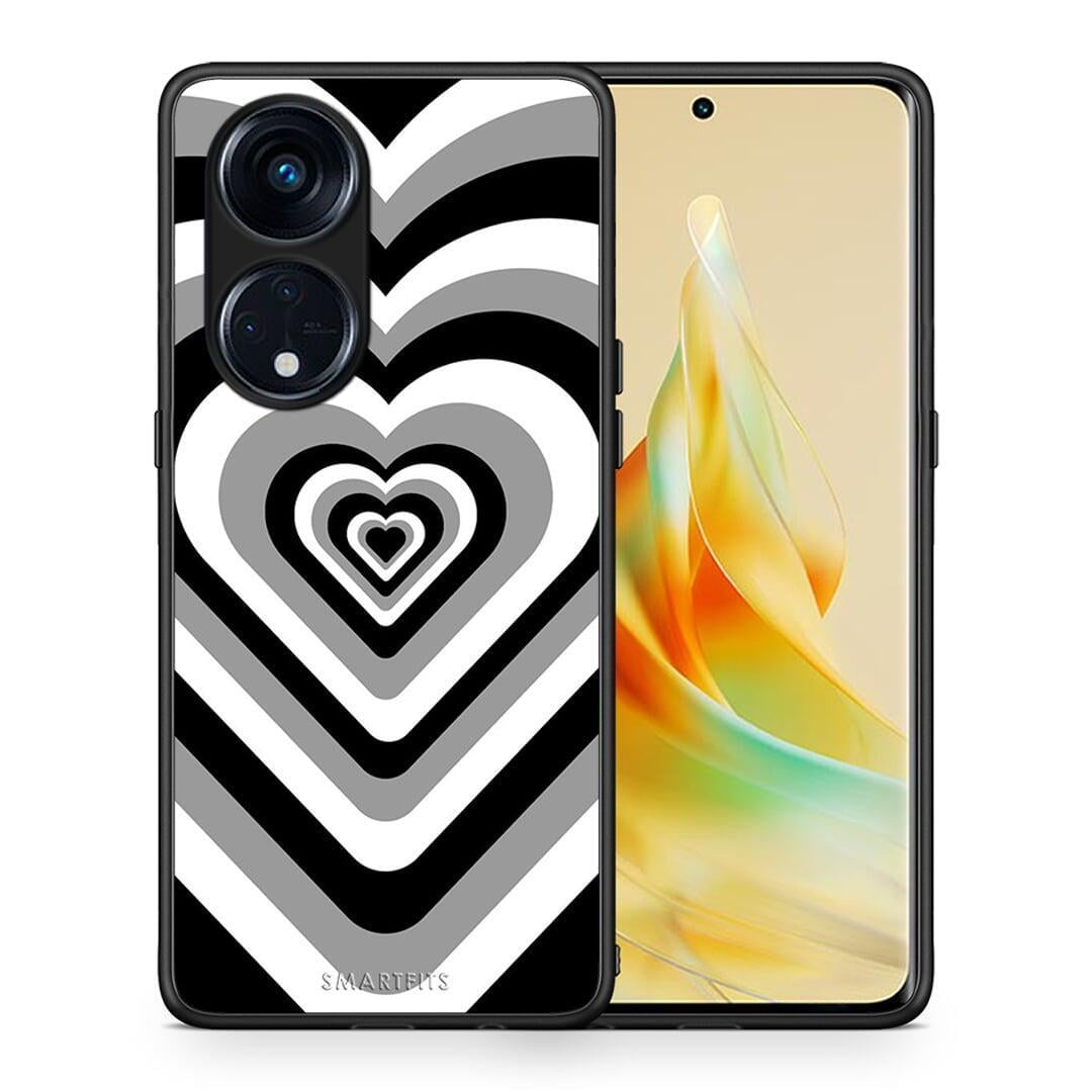 Θήκη Oppo Reno8T 5G / A1 Pro Black Hearts από τη Smartfits με σχέδιο στο πίσω μέρος και μαύρο περίβλημα | Oppo Reno8T 5G / A1 Pro Black Hearts Case with Colorful Back and Black Bezels