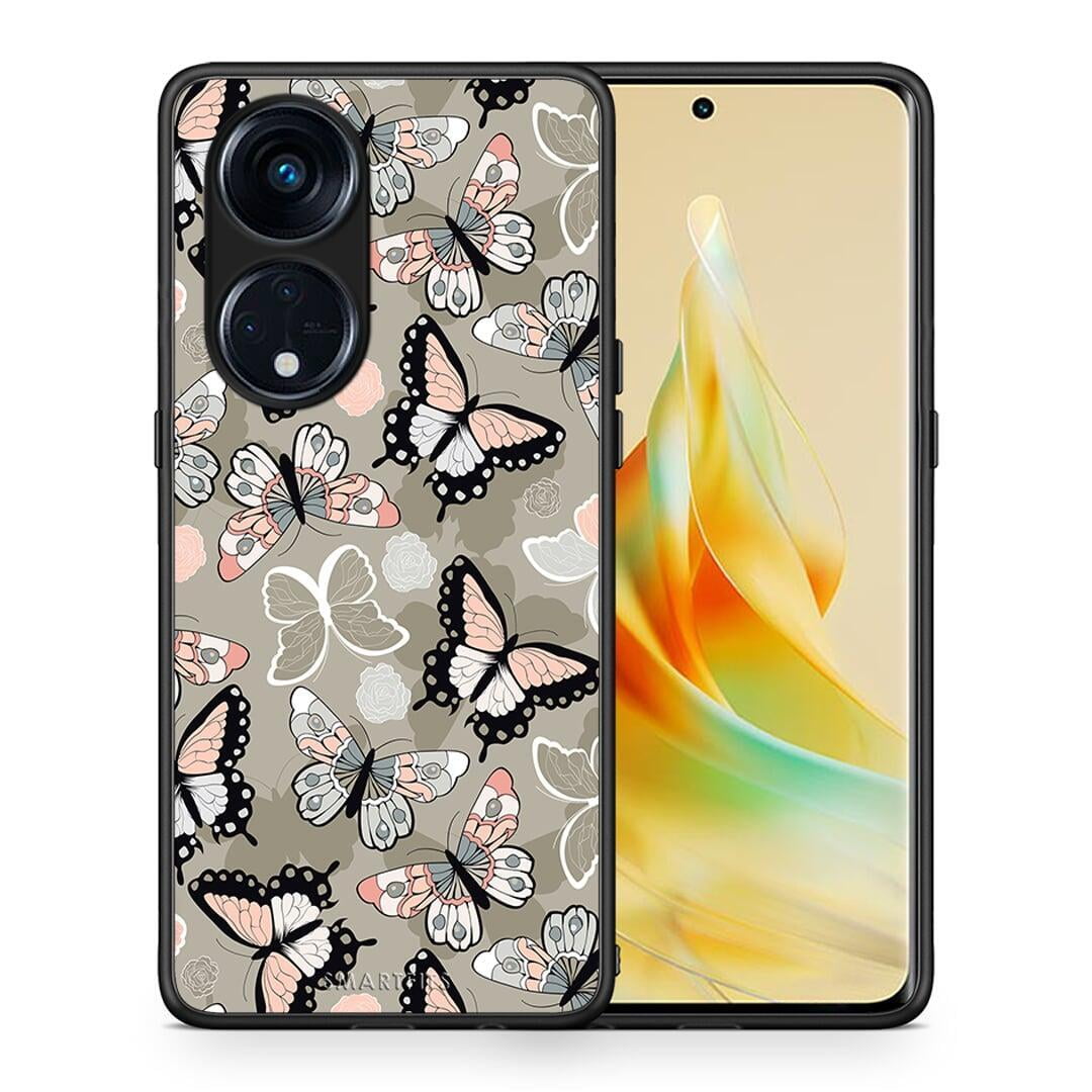 Θήκη Oppo Reno8T 5G / A1 Pro Boho Butterflies από τη Smartfits με σχέδιο στο πίσω μέρος και μαύρο περίβλημα | Oppo Reno8T 5G / A1 Pro Boho Butterflies Case with Colorful Back and Black Bezels