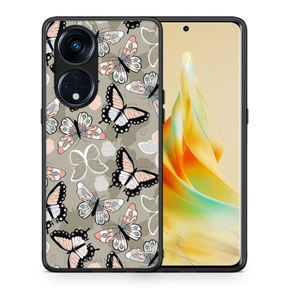 Θήκη Oppo Reno8T 5G / A1 Pro Boho Butterflies από τη Smartfits με σχέδιο στο πίσω μέρος και μαύρο περίβλημα | Oppo Reno8T 5G / A1 Pro Boho Butterflies Case with Colorful Back and Black Bezels