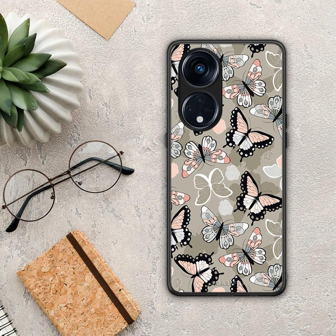Θήκη Oppo Reno8T 5G / A1 Pro Boho Butterflies από τη Smartfits με σχέδιο στο πίσω μέρος και μαύρο περίβλημα | Oppo Reno8T 5G / A1 Pro Boho Butterflies Case with Colorful Back and Black Bezels