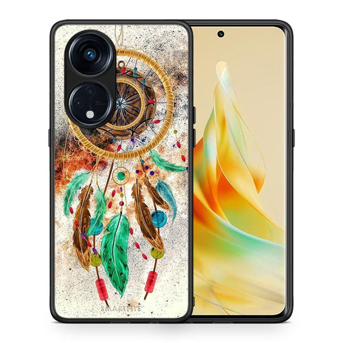 Θήκη Oppo Reno8T 5G / A1 Pro Boho DreamCatcher από τη Smartfits με σχέδιο στο πίσω μέρος και μαύρο περίβλημα | Oppo Reno8T 5G / A1 Pro Boho DreamCatcher Case with Colorful Back and Black Bezels