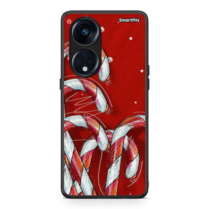 Θήκη Oppo Reno8T 5G / A1 Pro Candy Cane από τη Smartfits με σχέδιο στο πίσω μέρος και μαύρο περίβλημα | Oppo Reno8T 5G / A1 Pro Candy Cane Case with Colorful Back and Black Bezels