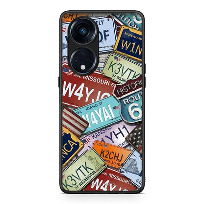 Θήκη Oppo Reno8T 5G / A1 Pro Car Plates από τη Smartfits με σχέδιο στο πίσω μέρος και μαύρο περίβλημα | Oppo Reno8T 5G / A1 Pro Car Plates Case with Colorful Back and Black Bezels