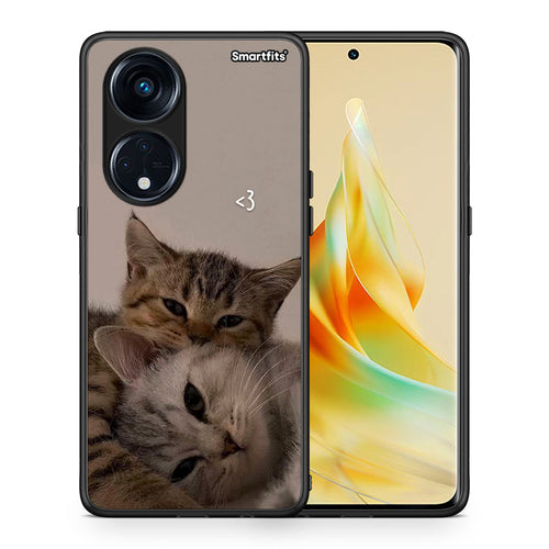 Θήκη Oppo Reno8T 5G / A1 Pro Cats In Love από τη Smartfits με σχέδιο στο πίσω μέρος και μαύρο περίβλημα | Oppo Reno8T 5G / A1 Pro Cats In Love Case with Colorful Back and Black Bezels
