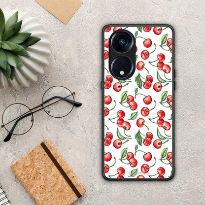 Θήκη Oppo Reno8T 5G / A1 Pro Cherry Summer από τη Smartfits με σχέδιο στο πίσω μέρος και μαύρο περίβλημα | Oppo Reno8T 5G / A1 Pro Cherry Summer Case with Colorful Back and Black Bezels