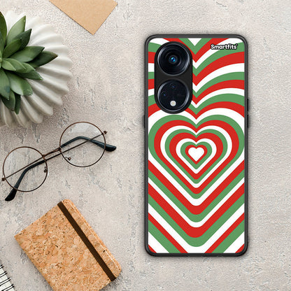 Θήκη Oppo Reno8T 5G / A1 Pro Christmas Hearts από τη Smartfits με σχέδιο στο πίσω μέρος και μαύρο περίβλημα | Oppo Reno8T 5G / A1 Pro Christmas Hearts Case with Colorful Back and Black Bezels