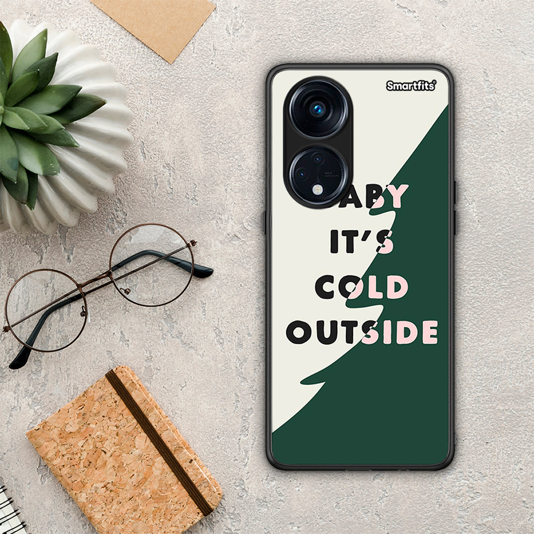 Θήκη Oppo Reno8T 5G / A1 Pro Cold Outside από τη Smartfits με σχέδιο στο πίσω μέρος και μαύρο περίβλημα | Oppo Reno8T 5G / A1 Pro Cold Outside Case with Colorful Back and Black Bezels