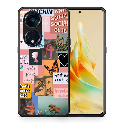 Θήκη Oppo Reno8T 5G / A1 Pro Collage Bitchin από τη Smartfits με σχέδιο στο πίσω μέρος και μαύρο περίβλημα | Oppo Reno8T 5G / A1 Pro Collage Bitchin Case with Colorful Back and Black Bezels