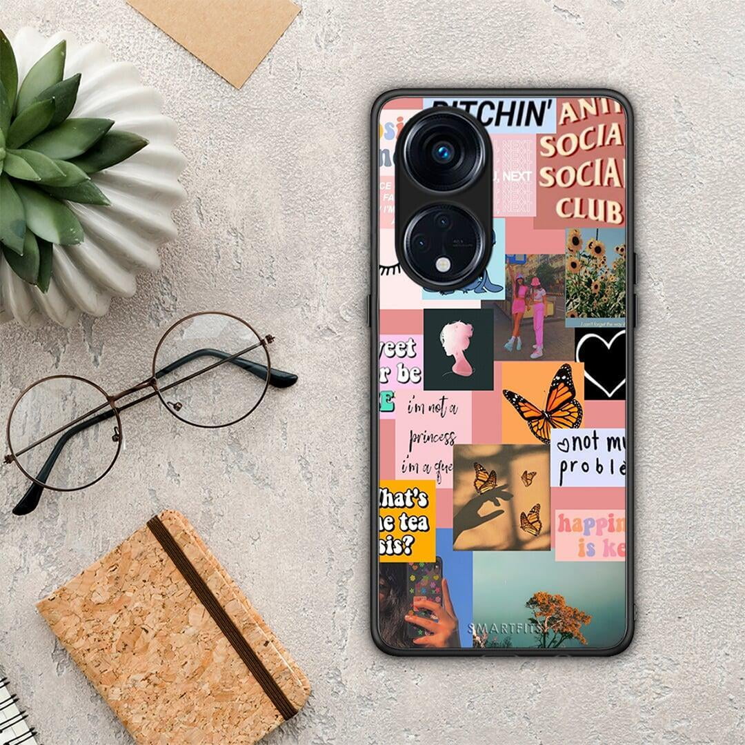 Θήκη Oppo Reno8T 5G / A1 Pro Collage Bitchin από τη Smartfits με σχέδιο στο πίσω μέρος και μαύρο περίβλημα | Oppo Reno8T 5G / A1 Pro Collage Bitchin Case with Colorful Back and Black Bezels