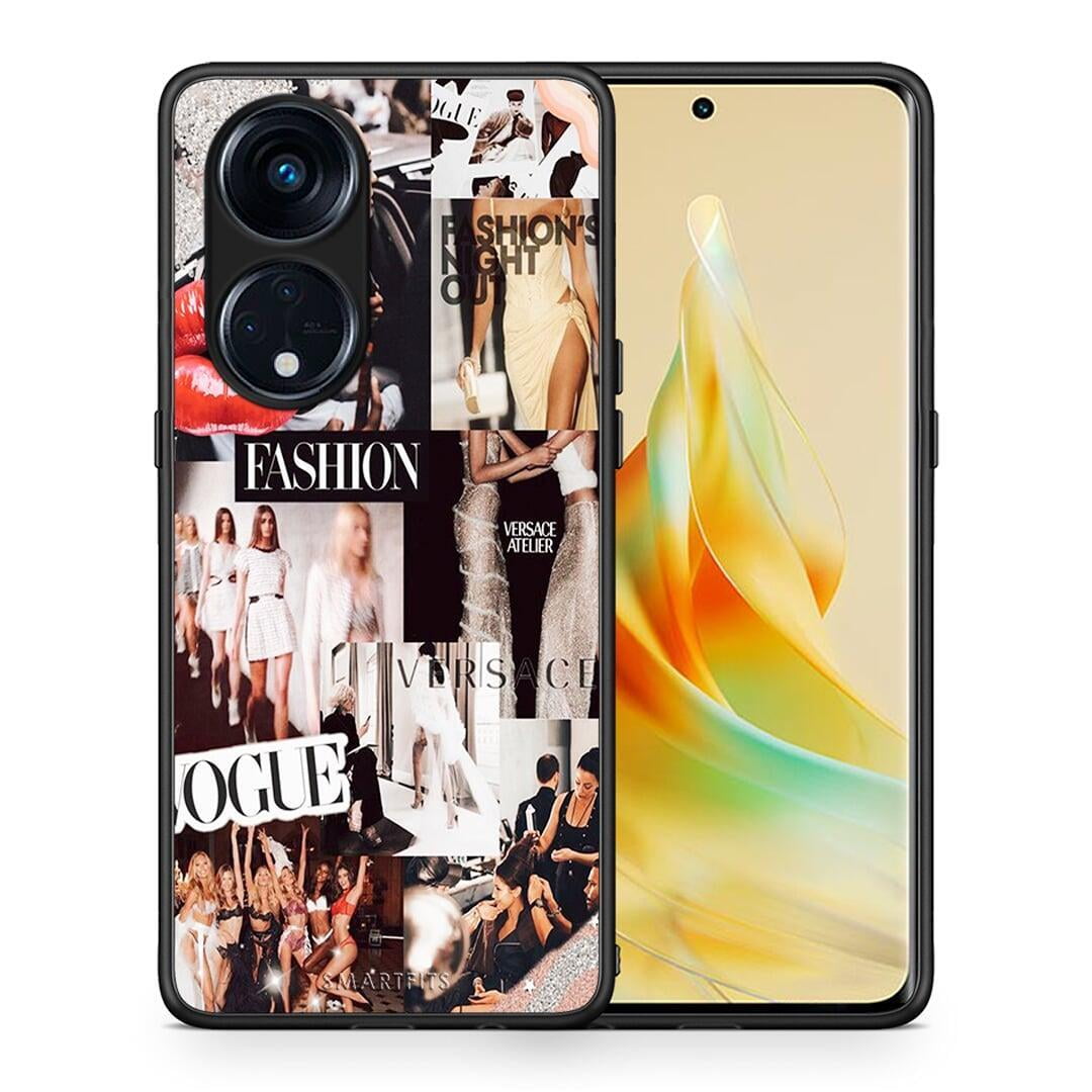 Θήκη Oppo Reno8T 5G / A1 Pro Collage Fashion από τη Smartfits με σχέδιο στο πίσω μέρος και μαύρο περίβλημα | Oppo Reno8T 5G / A1 Pro Collage Fashion Case with Colorful Back and Black Bezels