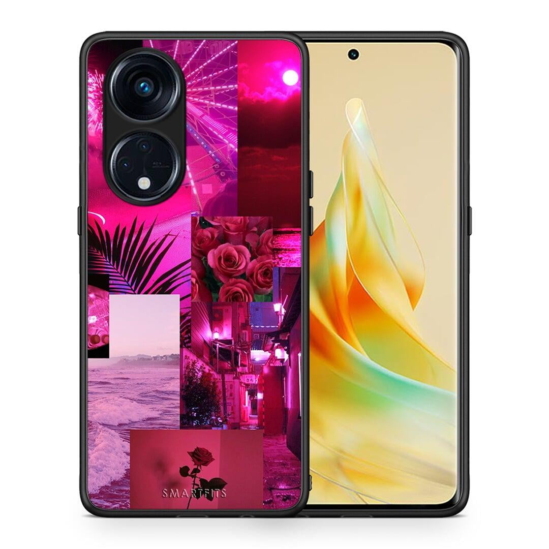 Θήκη Oppo Reno8T 5G / A1 Pro Collage Red Roses από τη Smartfits με σχέδιο στο πίσω μέρος και μαύρο περίβλημα | Oppo Reno8T 5G / A1 Pro Collage Red Roses Case with Colorful Back and Black Bezels