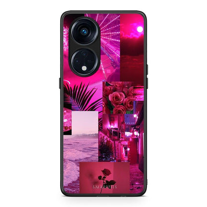 Θήκη Oppo Reno8T 5G / A1 Pro Collage Red Roses από τη Smartfits με σχέδιο στο πίσω μέρος και μαύρο περίβλημα | Oppo Reno8T 5G / A1 Pro Collage Red Roses Case with Colorful Back and Black Bezels