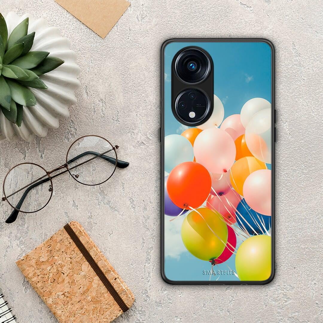 Θήκη Oppo Reno8T 5G / A1 Pro Colorful Balloons από τη Smartfits με σχέδιο στο πίσω μέρος και μαύρο περίβλημα | Oppo Reno8T 5G / A1 Pro Colorful Balloons Case with Colorful Back and Black Bezels