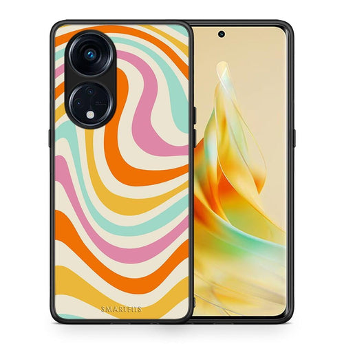 Θήκη Oppo Reno8T 5G / A1 Pro Colourful Waves από τη Smartfits με σχέδιο στο πίσω μέρος και μαύρο περίβλημα | Oppo Reno8T 5G / A1 Pro Colourful Waves Case with Colorful Back and Black Bezels