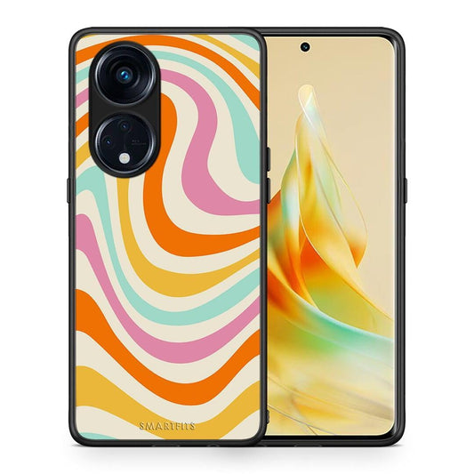 Θήκη Oppo Reno8T 5G / A1 Pro Colourful Waves από τη Smartfits με σχέδιο στο πίσω μέρος και μαύρο περίβλημα | Oppo Reno8T 5G / A1 Pro Colourful Waves Case with Colorful Back and Black Bezels