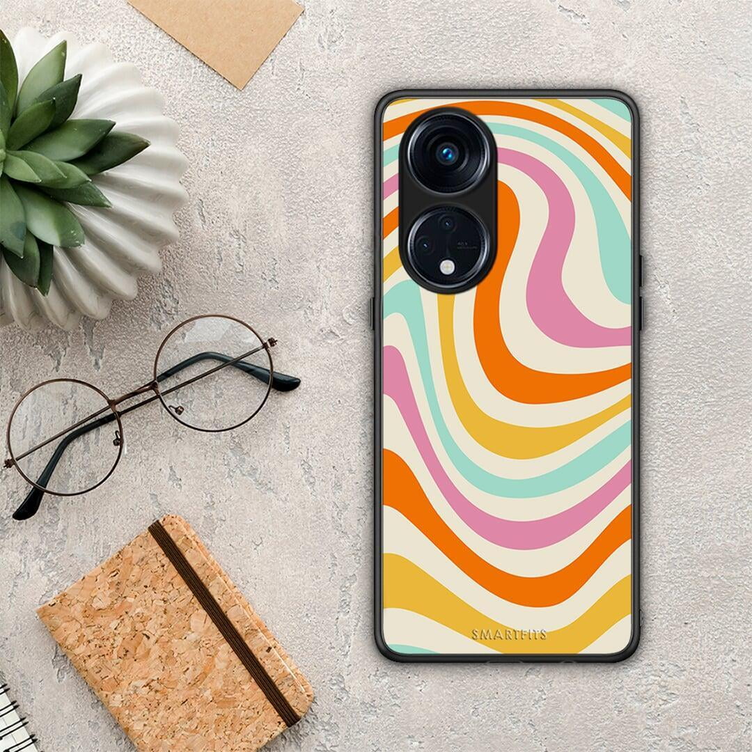 Θήκη Oppo Reno8T 5G / A1 Pro Colourful Waves από τη Smartfits με σχέδιο στο πίσω μέρος και μαύρο περίβλημα | Oppo Reno8T 5G / A1 Pro Colourful Waves Case with Colorful Back and Black Bezels