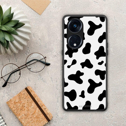 Θήκη Oppo Reno8T 5G / A1 Pro Cow Print από τη Smartfits με σχέδιο στο πίσω μέρος και μαύρο περίβλημα | Oppo Reno8T 5G / A1 Pro Cow Print Case with Colorful Back and Black Bezels