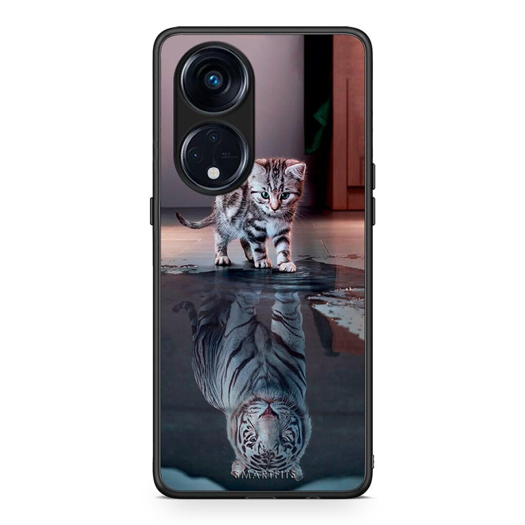 Θήκη Oppo Reno8T 5G / A1 Pro Cute Tiger από τη Smartfits με σχέδιο στο πίσω μέρος και μαύρο περίβλημα | Oppo Reno8T 5G / A1 Pro Cute Tiger Case with Colorful Back and Black Bezels