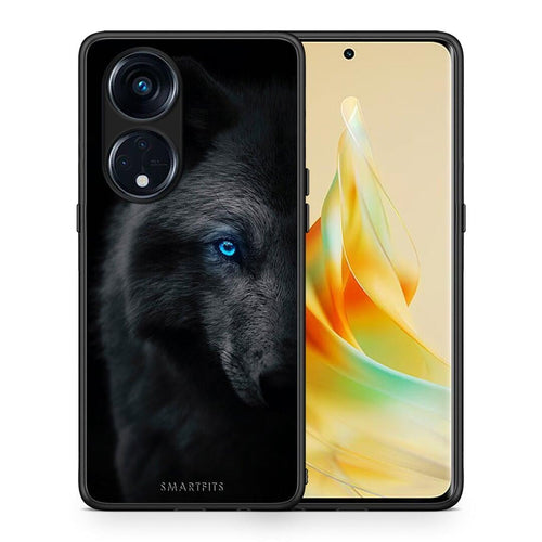 Θήκη Oppo Reno8T 5G / A1 Pro Dark Wolf από τη Smartfits με σχέδιο στο πίσω μέρος και μαύρο περίβλημα | Oppo Reno8T 5G / A1 Pro Dark Wolf Case with Colorful Back and Black Bezels
