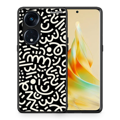 Θήκη Oppo Reno8T 5G / A1 Pro Doodle Art από τη Smartfits με σχέδιο στο πίσω μέρος και μαύρο περίβλημα | Oppo Reno8T 5G / A1 Pro Doodle Art Case with Colorful Back and Black Bezels