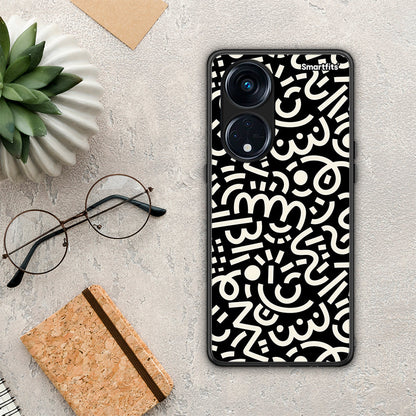 Θήκη Oppo Reno8T 5G / A1 Pro Doodle Art από τη Smartfits με σχέδιο στο πίσω μέρος και μαύρο περίβλημα | Oppo Reno8T 5G / A1 Pro Doodle Art Case with Colorful Back and Black Bezels