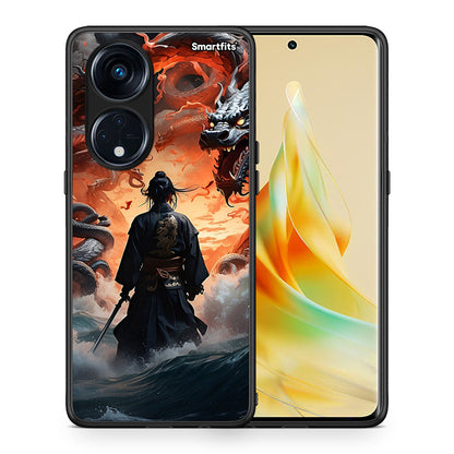 Θήκη Oppo Reno8T 5G / A1 Pro Dragons Fight από τη Smartfits με σχέδιο στο πίσω μέρος και μαύρο περίβλημα | Oppo Reno8T 5G / A1 Pro Dragons Fight Case with Colorful Back and Black Bezels