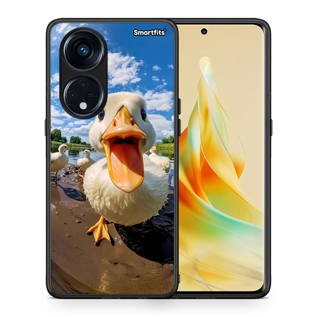 Θήκη Oppo Reno8T 5G / A1 Pro Duck Face από τη Smartfits με σχέδιο στο πίσω μέρος και μαύρο περίβλημα | Oppo Reno8T 5G / A1 Pro Duck Face Case with Colorful Back and Black Bezels