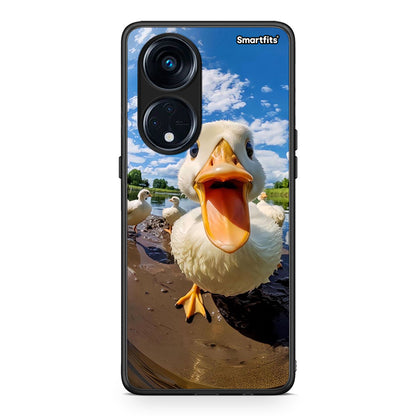 Θήκη Oppo Reno8T 5G / A1 Pro Duck Face από τη Smartfits με σχέδιο στο πίσω μέρος και μαύρο περίβλημα | Oppo Reno8T 5G / A1 Pro Duck Face Case with Colorful Back and Black Bezels