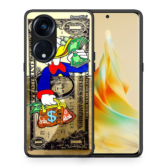 Θήκη Oppo Reno8T 5G / A1 Pro Duck Money από τη Smartfits με σχέδιο στο πίσω μέρος και μαύρο περίβλημα | Oppo Reno8T 5G / A1 Pro Duck Money Case with Colorful Back and Black Bezels