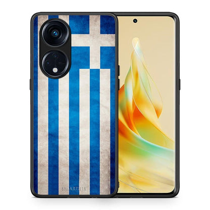 Θήκη Oppo Reno8T 5G / A1 Pro Flag Greek από τη Smartfits με σχέδιο στο πίσω μέρος και μαύρο περίβλημα | Oppo Reno8T 5G / A1 Pro Flag Greek Case with Colorful Back and Black Bezels