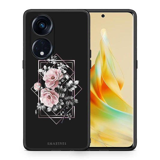 Θήκη Oppo Reno8T 5G / A1 Pro Flower Frame από τη Smartfits με σχέδιο στο πίσω μέρος και μαύρο περίβλημα | Oppo Reno8T 5G / A1 Pro Flower Frame Case with Colorful Back and Black Bezels