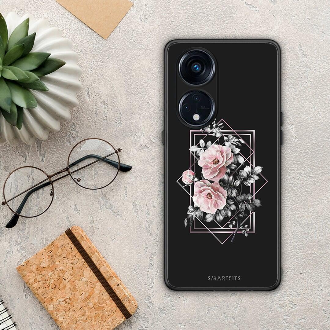Θήκη Oppo Reno8T 5G / A1 Pro Flower Frame από τη Smartfits με σχέδιο στο πίσω μέρος και μαύρο περίβλημα | Oppo Reno8T 5G / A1 Pro Flower Frame Case with Colorful Back and Black Bezels