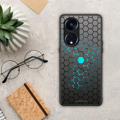Θήκη Oppo Reno8T 5G / A1 Pro Geometric Hexagonal από τη Smartfits με σχέδιο στο πίσω μέρος και μαύρο περίβλημα | Oppo Reno8T 5G / A1 Pro Geometric Hexagonal Case with Colorful Back and Black Bezels