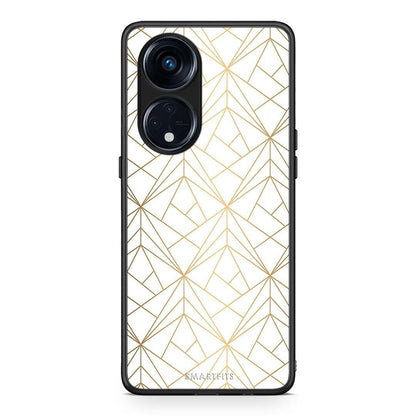 Θήκη Oppo Reno8T 5G / A1 Pro Geometric Luxury White από τη Smartfits με σχέδιο στο πίσω μέρος και μαύρο περίβλημα | Oppo Reno8T 5G / A1 Pro Geometric Luxury White Case with Colorful Back and Black Bezels