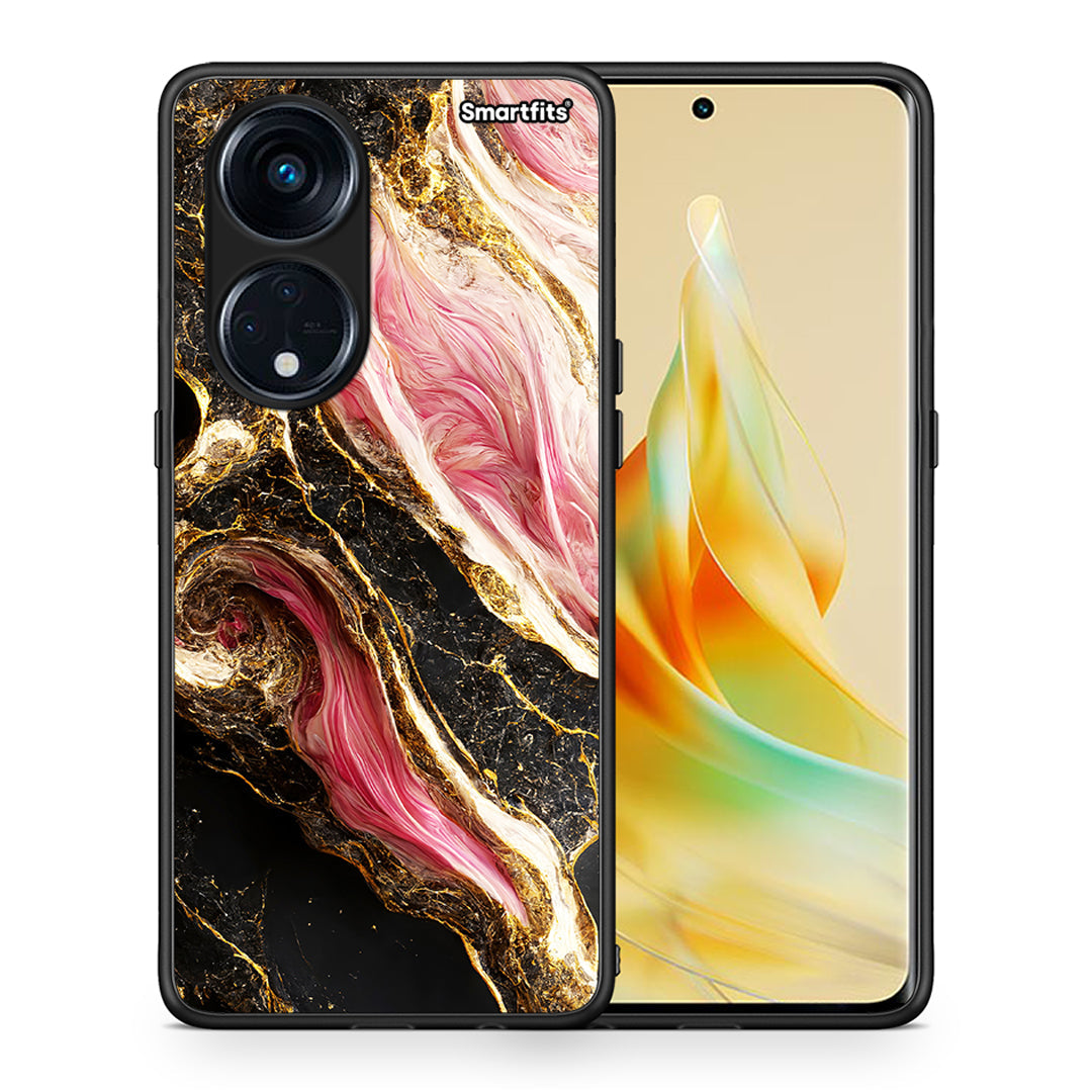 Θήκη Oppo Reno8T 5G / A1 Pro Glamorous Pink Marble από τη Smartfits με σχέδιο στο πίσω μέρος και μαύρο περίβλημα | Oppo Reno8T 5G / A1 Pro Glamorous Pink Marble Case with Colorful Back and Black Bezels