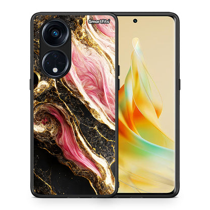 Θήκη Oppo Reno8T 5G / A1 Pro Glamorous Pink Marble από τη Smartfits με σχέδιο στο πίσω μέρος και μαύρο περίβλημα | Oppo Reno8T 5G / A1 Pro Glamorous Pink Marble Case with Colorful Back and Black Bezels