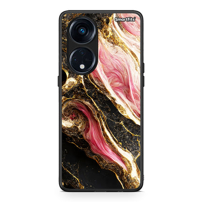 Θήκη Oppo Reno8T 5G / A1 Pro Glamorous Pink Marble από τη Smartfits με σχέδιο στο πίσω μέρος και μαύρο περίβλημα | Oppo Reno8T 5G / A1 Pro Glamorous Pink Marble Case with Colorful Back and Black Bezels