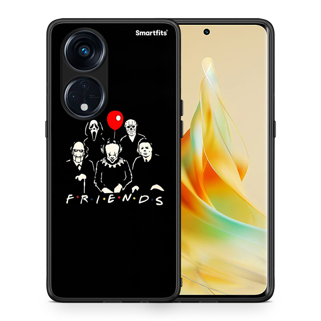 Θήκη Oppo Reno8T 5G / A1 Pro Halloween Friends από τη Smartfits με σχέδιο στο πίσω μέρος και μαύρο περίβλημα | Oppo Reno8T 5G / A1 Pro Halloween Friends Case with Colorful Back and Black Bezels