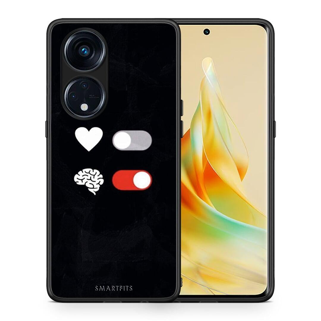 Θήκη Oppo Reno8T 5G / A1 Pro Heart Vs Brain από τη Smartfits με σχέδιο στο πίσω μέρος και μαύρο περίβλημα | Oppo Reno8T 5G / A1 Pro Heart Vs Brain Case with Colorful Back and Black Bezels