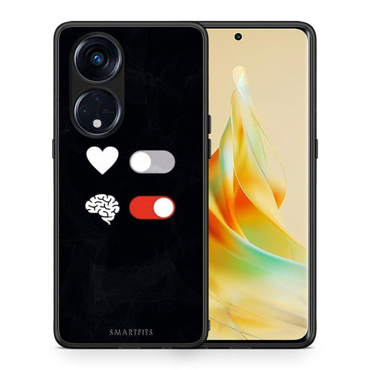 Θήκη Oppo Reno8T 5G / A1 Pro Heart Vs Brain από τη Smartfits με σχέδιο στο πίσω μέρος και μαύρο περίβλημα | Oppo Reno8T 5G / A1 Pro Heart Vs Brain Case with Colorful Back and Black Bezels