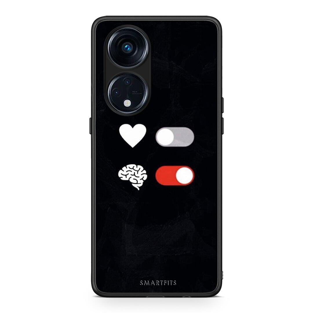 Θήκη Oppo Reno8T 5G / A1 Pro Heart Vs Brain από τη Smartfits με σχέδιο στο πίσω μέρος και μαύρο περίβλημα | Oppo Reno8T 5G / A1 Pro Heart Vs Brain Case with Colorful Back and Black Bezels