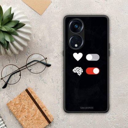 Θήκη Oppo Reno8T 5G / A1 Pro Heart Vs Brain από τη Smartfits με σχέδιο στο πίσω μέρος και μαύρο περίβλημα | Oppo Reno8T 5G / A1 Pro Heart Vs Brain Case with Colorful Back and Black Bezels