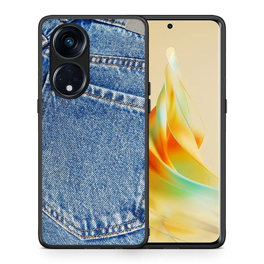 Θήκη Oppo Reno8T 5G / A1 Pro Jeans Pocket από τη Smartfits με σχέδιο στο πίσω μέρος και μαύρο περίβλημα | Oppo Reno8T 5G / A1 Pro Jeans Pocket Case with Colorful Back and Black Bezels