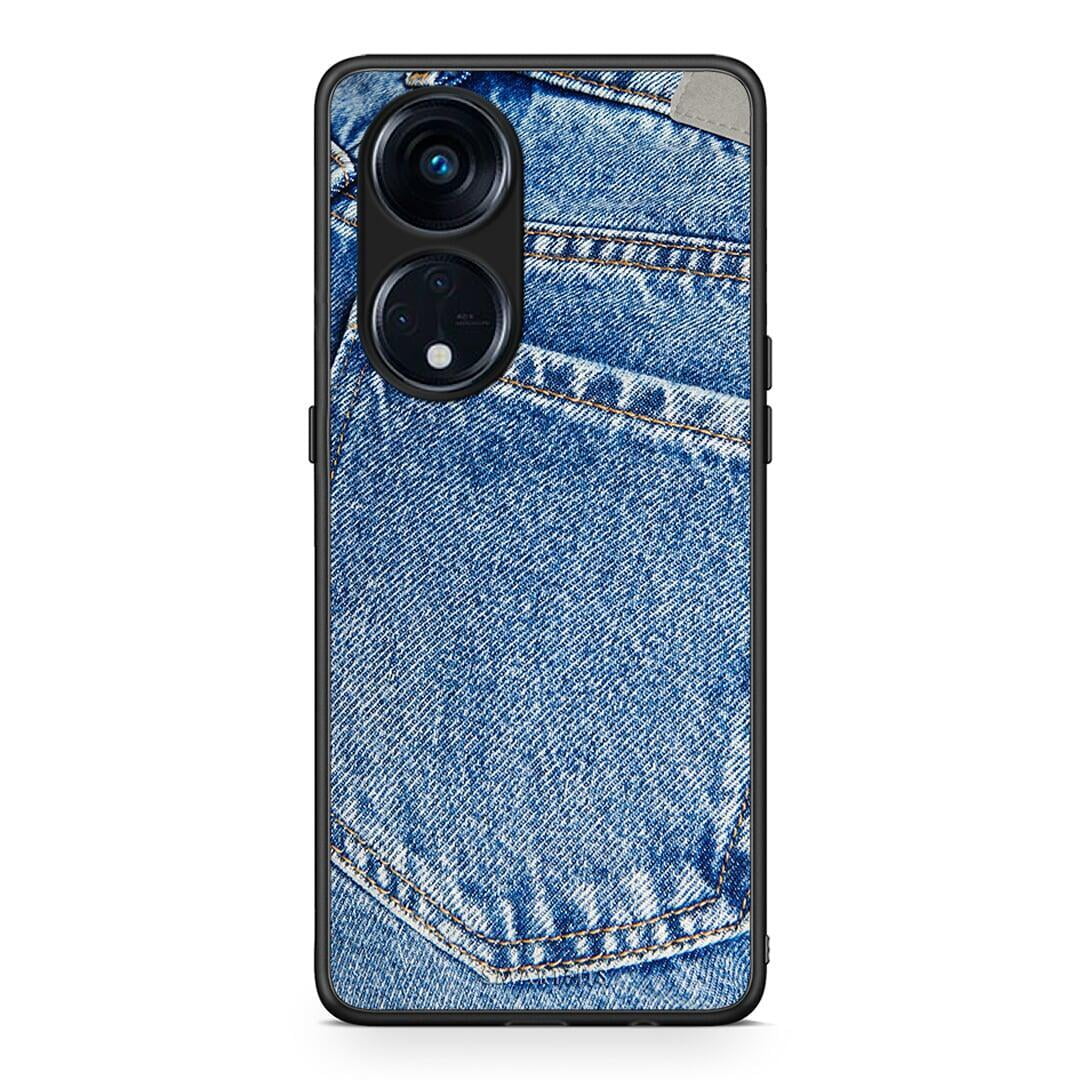 Θήκη Oppo Reno8T 5G / A1 Pro Jeans Pocket από τη Smartfits με σχέδιο στο πίσω μέρος και μαύρο περίβλημα | Oppo Reno8T 5G / A1 Pro Jeans Pocket Case with Colorful Back and Black Bezels